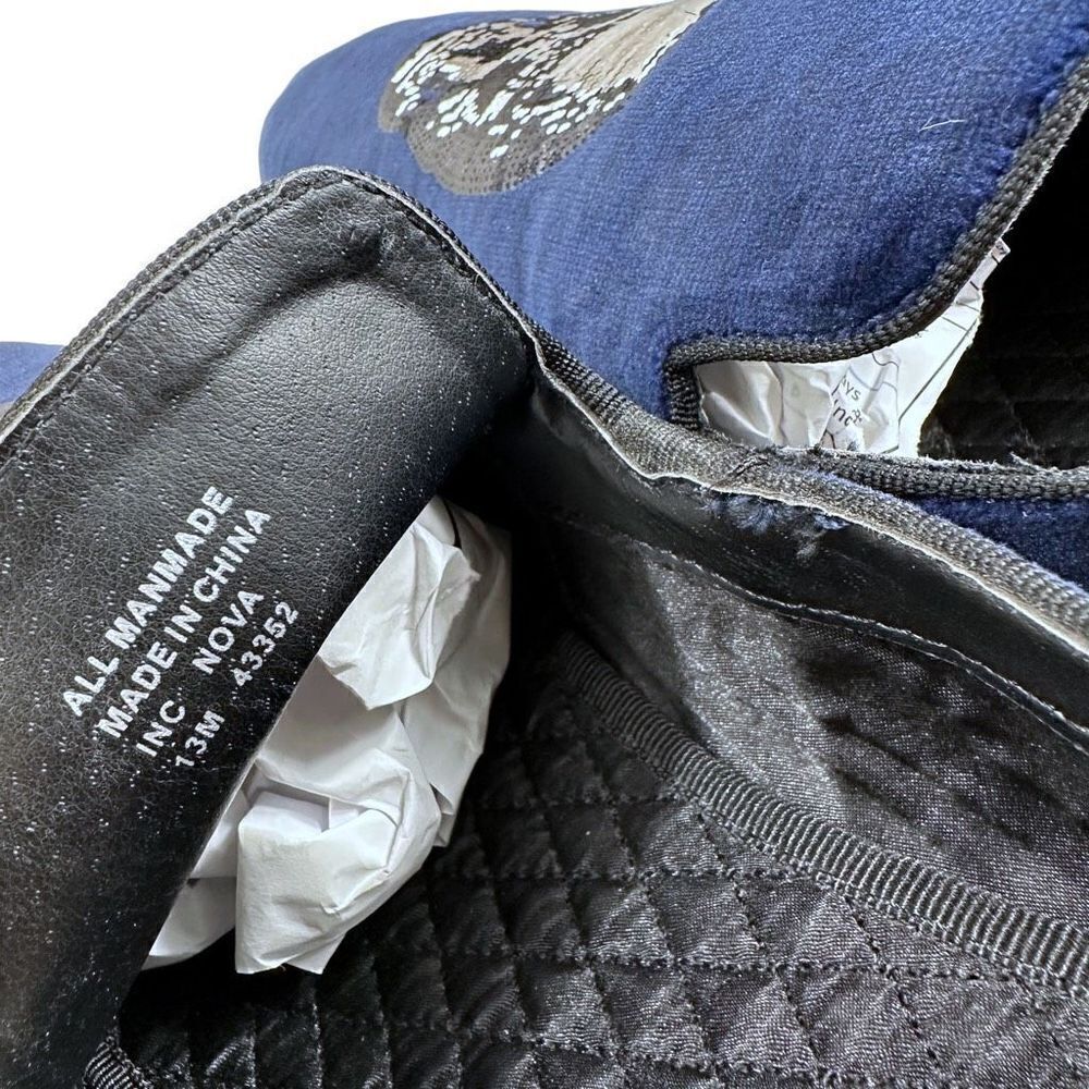 International Concepts Blue Velvet Skull Loafers Men’s Size 13 - Picture 6 of 11
